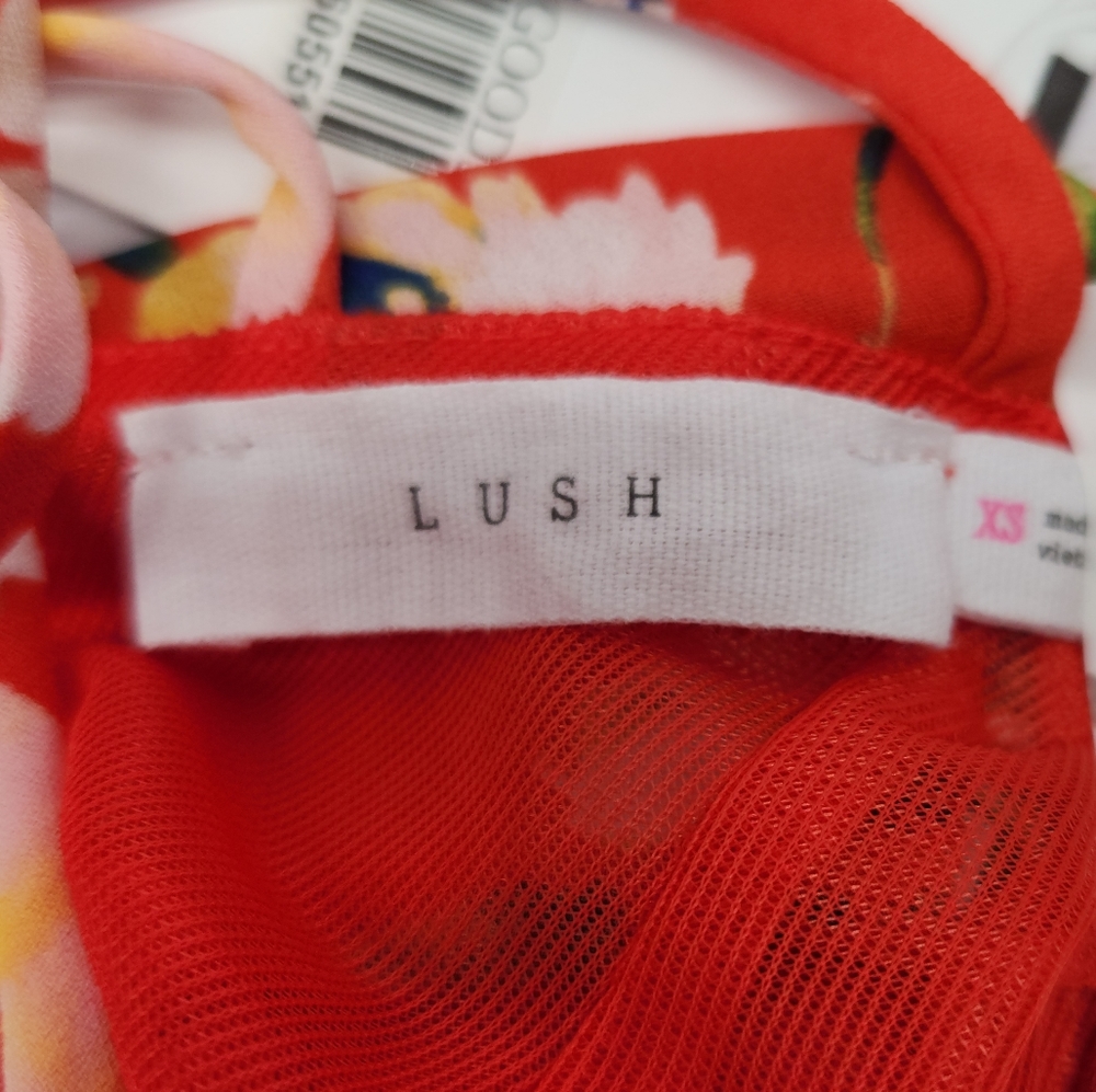 Lush Orange/Red Floral Strappy High Low Dress NWT - Picture 2 of 7